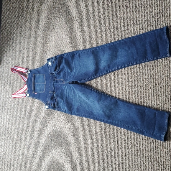Levi's Kids Blue Denim Overalls with Red Straps - Picture 1 of 2